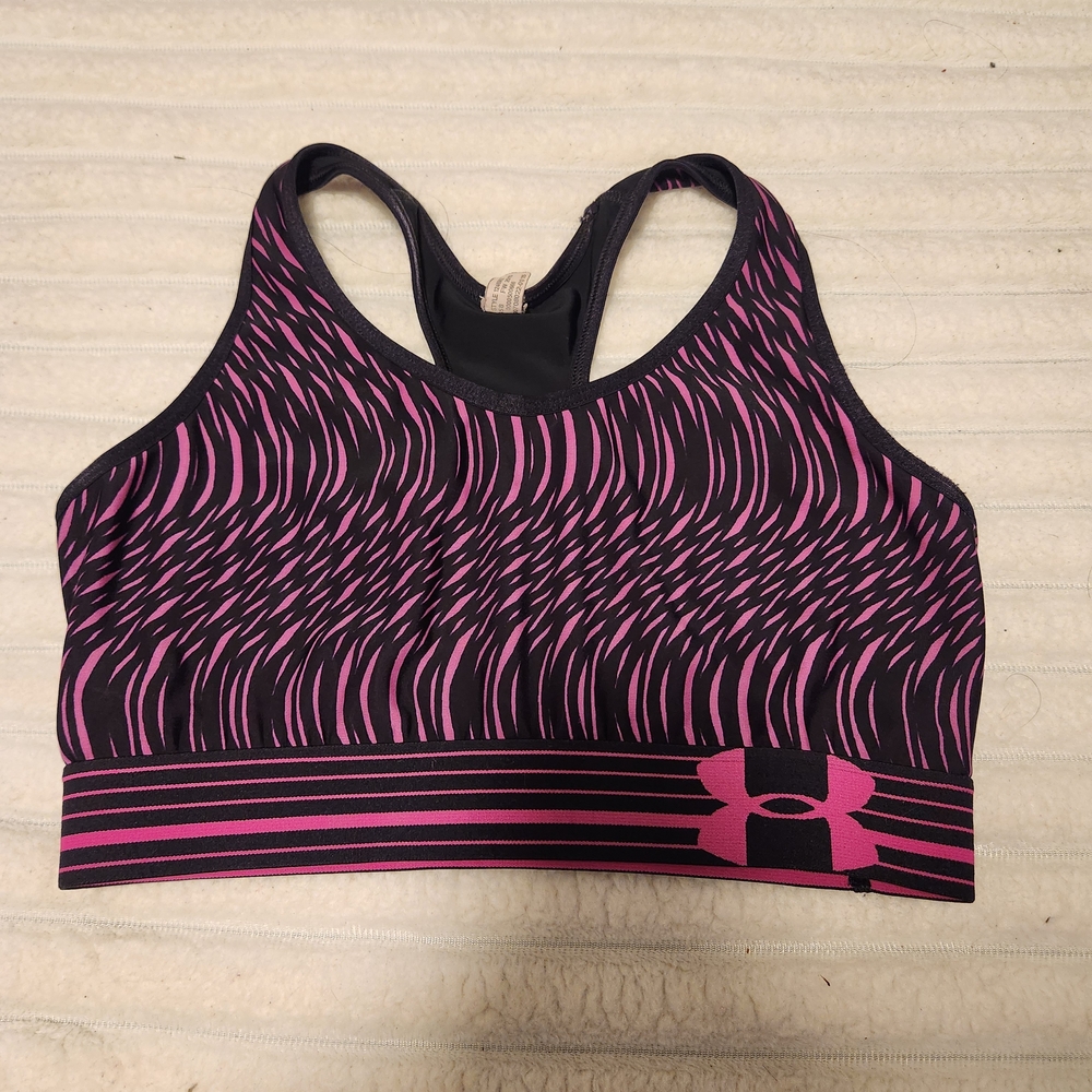 Under Armour Pink & Black Patterned Racerback Sports Bra